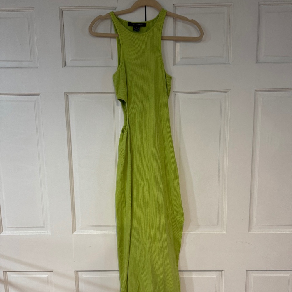 French Connections Ribbed Lime Maxi Dress - Size S